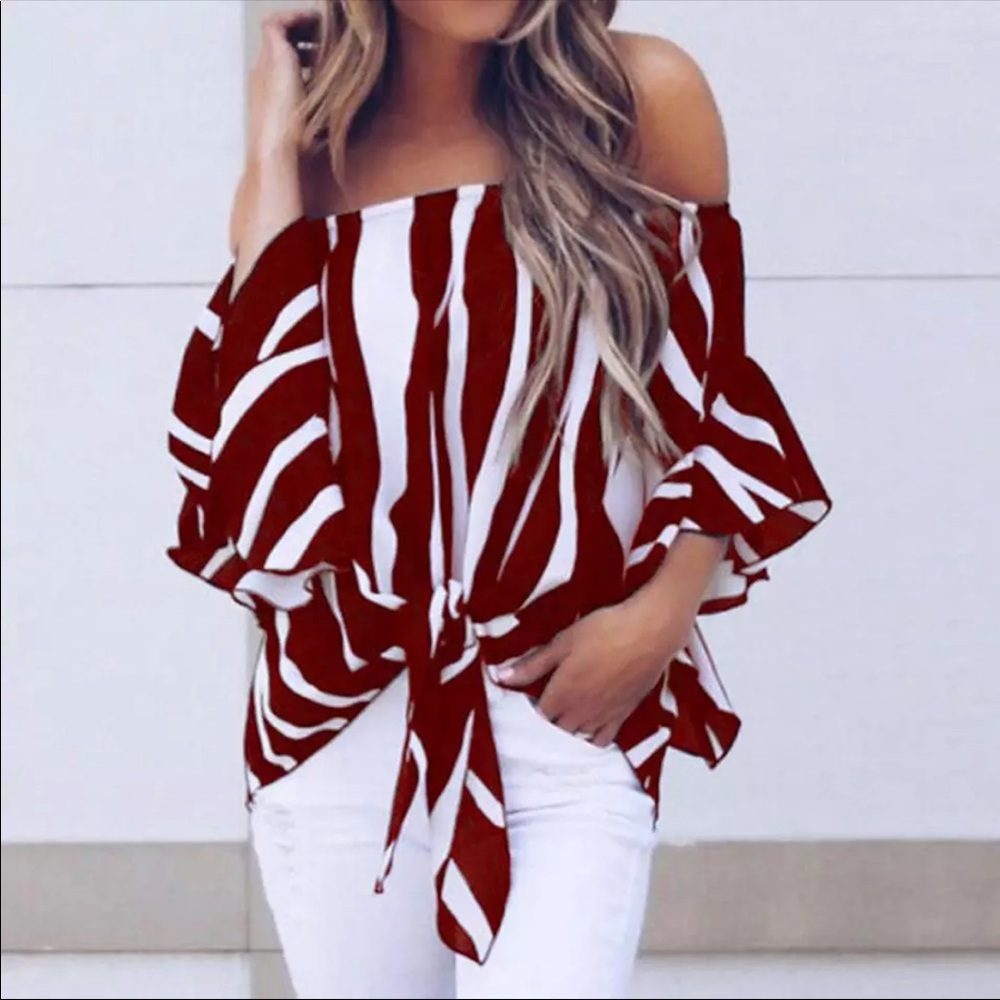 Sexy Off the shoulder striped blouse